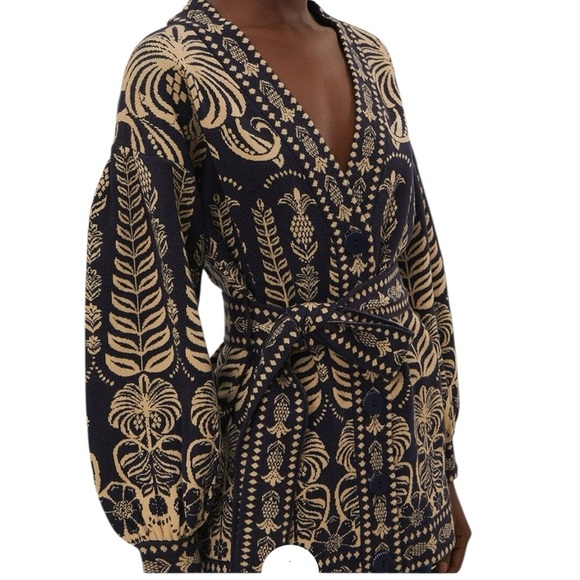 NWT Farm Rio Navy Blue Ainika Tropical Splendor Knit Cardigan Size XS - Picture 1 of 6